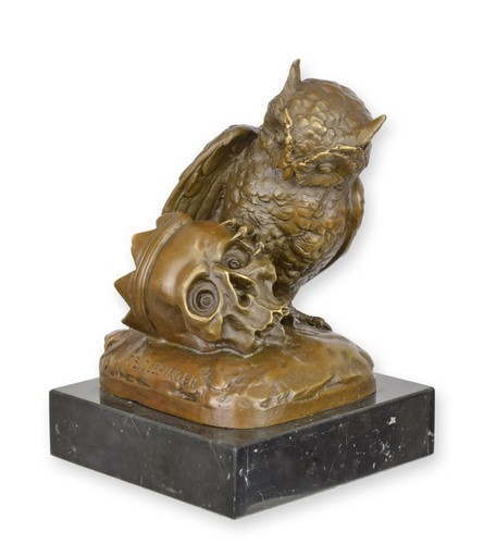 Bronzeskulptur eule totenkopf - eule,