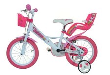 Dino Unicorn 14" Kinder Single Speed Bike Mädchen Fahrrad rosa mit Stabilisatoren 144R-UN