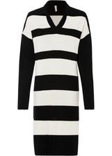 Strickkleid mit Kragen und Streifen Gr. 36/38 Schwarz Weiss Mini-Kleid Neu