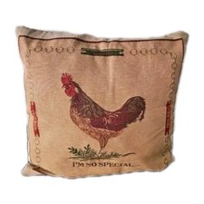 Deko-Kissen Gobelin Art Hahn Reißverschluss Bezug ohne Innenkissen beige  43x38