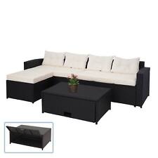 B-Ware Poly-Rattan Garnitur MCW-J34, Sitzgruppe Sofa schwarz, Kissen creme-beige