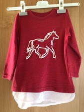 Longshirt, Kleid Gr. 98, Shirt, Pailetten Pferd, rot, Topolino