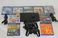 Playstation 2-Sony Ps2 Slim + 2x  Controller + Alle Kabel + 9 PS2 Spiele