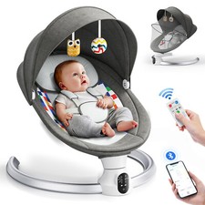 Babywippe Elektrisch mit 5 Natürlichen Schaukelgeschwindigkeiten Babyschaukel DE