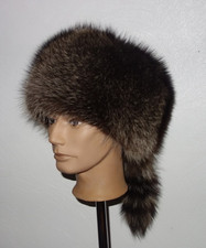 Waschbär pelz wintermütze - waschbär,