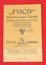 FOCO original Anleitung Typ: Foco Belichtungstabelle / Belichtungs = Tabelle