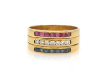 Größe 54 Ring 750 GOLD 18 Karat Gelbgold Saphir Rubin Goldring bague G3858/25