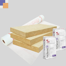 100mm ▪ WDVS Basispaket ▪ ROCKWOOL λ 0,035 W/mk Steinwolle-Dämmung ▪ Preis ⁄ m²
