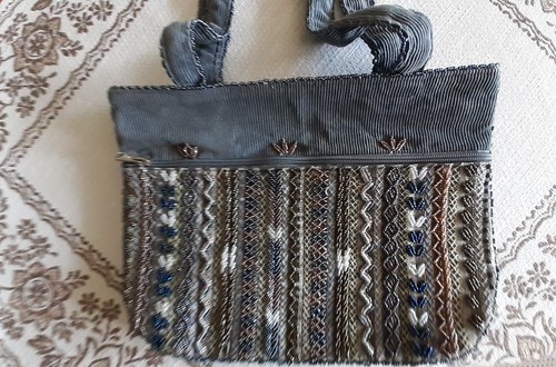 Handtasche aus cord mit perlen - handtasche,