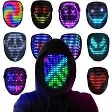 Halloween LED Maske mit Gestenerkennung, LED Beleuchtung Maske für Cosplay Party
