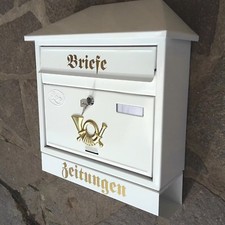 XXL Briefkasten Postkasten Weiß+Zeitungsrolle Wandmontage Nostalgie Zeitungsfach