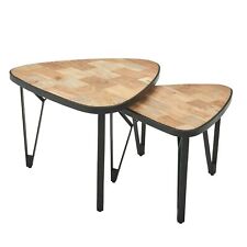 tinkaro Couchtisch 2er-Set dreieckig IGNATZ Mango Akazie Massivholz Satztische