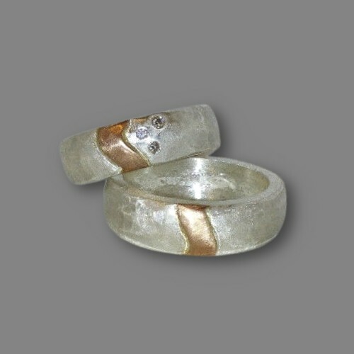 Breite eheringe mit drei - 6,