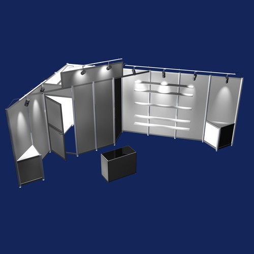 Messestand mit beleuchtung - messestand,