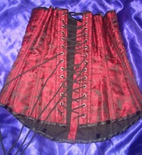 Herrliches Satin Mieder Schnürkorsett rot/schwarz Schnürcorsage ca. S neu (lg57