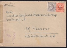 AM-POST, Mi. 2x, 5z, Notstpl. Winkel, seltener US-Cellophan-Streifen-Zensurstr.