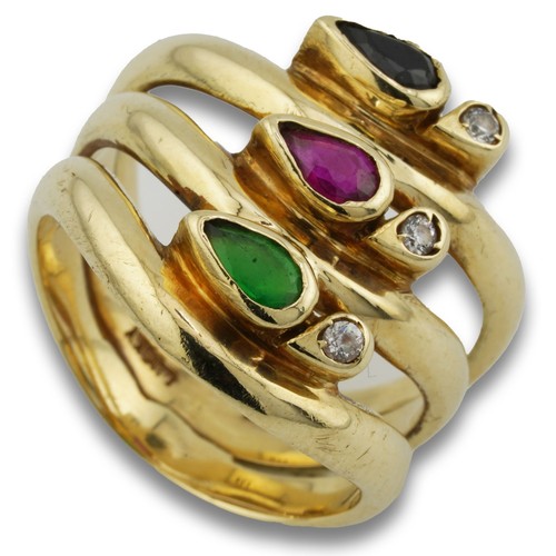 Saphir gold ring 585 kt - ring, 14