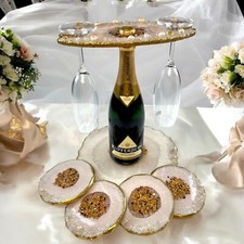 Hochzeit Geschenk Set, Tablett mit Perlen, Dekorative Untersetzer, Gläser Halter