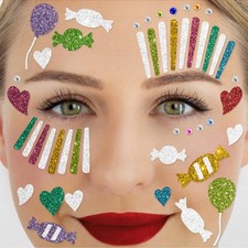 Glitter Face Tattoo Clown bunt