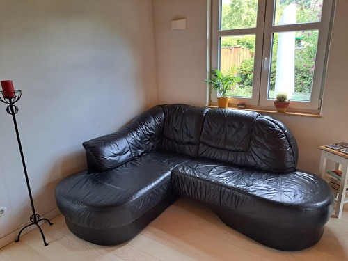 Couch longlife leder - leder,, schwarz