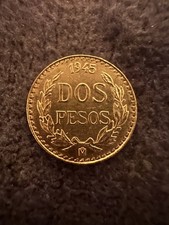 2 Pesos Goldmünze Mexiko 1945 1.66gr 90% Gold Dos Pesos 