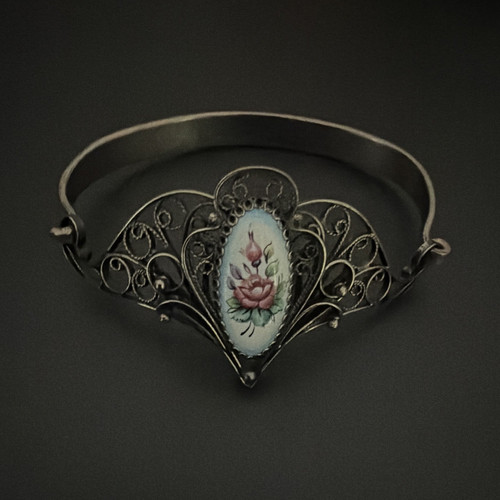 Jugendstil armreif handbemalt - jugendstil,