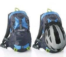 FISCHER Fahrrad Rucksack blau 15 l m. Helmnetz Regencover Trinksystemhalterung