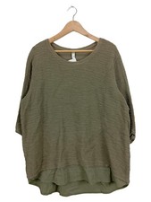 sheego Damen Langarmshirt Gr. 44-46 Oliv Casual Baumwolle