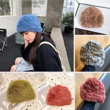 Damen Solide Echt Hase Pelz