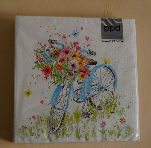 Servietten fahrrad blumen - 20,