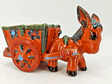 Eselkarren Keramikfigur Keramik Pflanzschale Italy Handgemalt Vintage 60er 70er