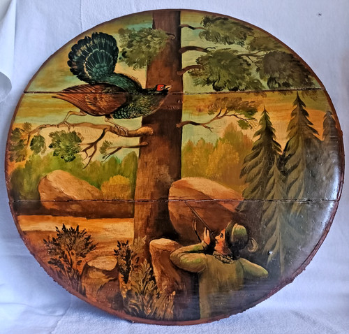 Altes jagd wandbild - wandbild, holz