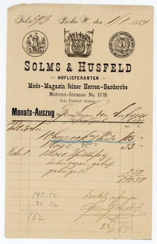 Rechnung solms husfeld - solms, &