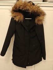 Attentif Parka Jacke Schwarz Gr. 36 Echtfell Neu Ohne Etikett