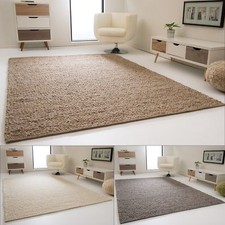 Handweb Teppich Lech Naturtöne - Jutekern - gewalkte Schurwolle mit Fusselstopp