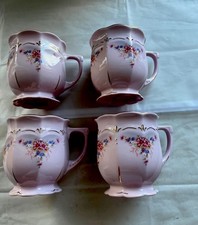 H&C Czechoslovakia Porzellan, Rosa Gold, Blumenmotiv Tasse, Handbemalt  
