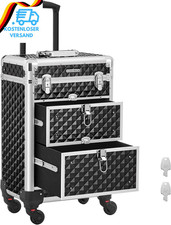SONGMICS Kosmetikkoffer Trolley, Schminkkoffer 2 Schubladen, Friseurkoffer Groß,