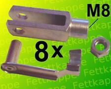 8x Gabelkopf 8x32 - M8 mit Sicherungsbolzen + Kontermutter verzinkt Gabelgelenk