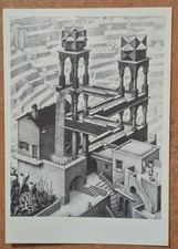 ältere Postkarte Kunstkarte  s/w M. C. Escher Wasserfall Cascade ungelaufen