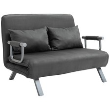 Doppelsofa Schlafsessel Armlehne Klappbett Gästebett Chaiselongue 3-in-1 Grau