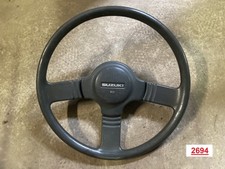 SUZUKI SJ 410 SJ413 SAMURAI LENKRAD 3 SPEICHEN GRAU GEBRAUCHT MIT HUPENKNOPF !!