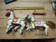 2 Marionetten-Pferde, Rosinante, wohl Spanien 1960er, handbemaltes Holz, ca. 20x
