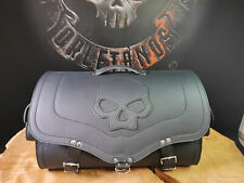 Gepäckrolle BIG SKULL XL passend für Harley Davidson Echtleder Hecktasche Fatboy