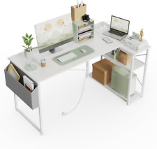 Eckschreibtisch mit Steckdosenleiste 120x70cm Ergonomisch Klein L-Förmig Ablagef