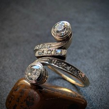 Jugendstil Toi et Moi Ring 14k