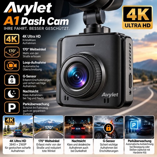 Avylet dashcam uhd - a1, 4k