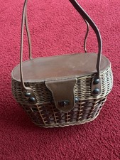 DDR Weidenkorb Picknickkorb Fahrradkorb Holz Leder