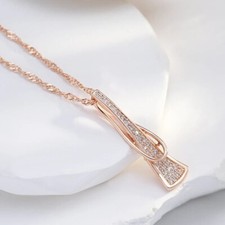 Elegante Luxus Halskette Anhänger 585 RG Rotgold Rosegold mit Zirkon 45cm +5cm