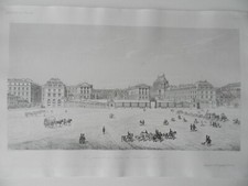 Palais de Versailes en 1843 Frankreich Umrissradierung um 1843 selten