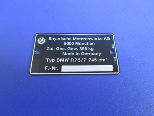 Bmw typenschild r75 - typenschild, r75/7